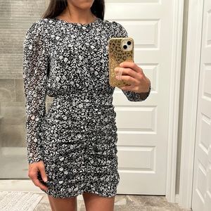 Vici Collection black and white midi cocktail dress with long sleeves, size S